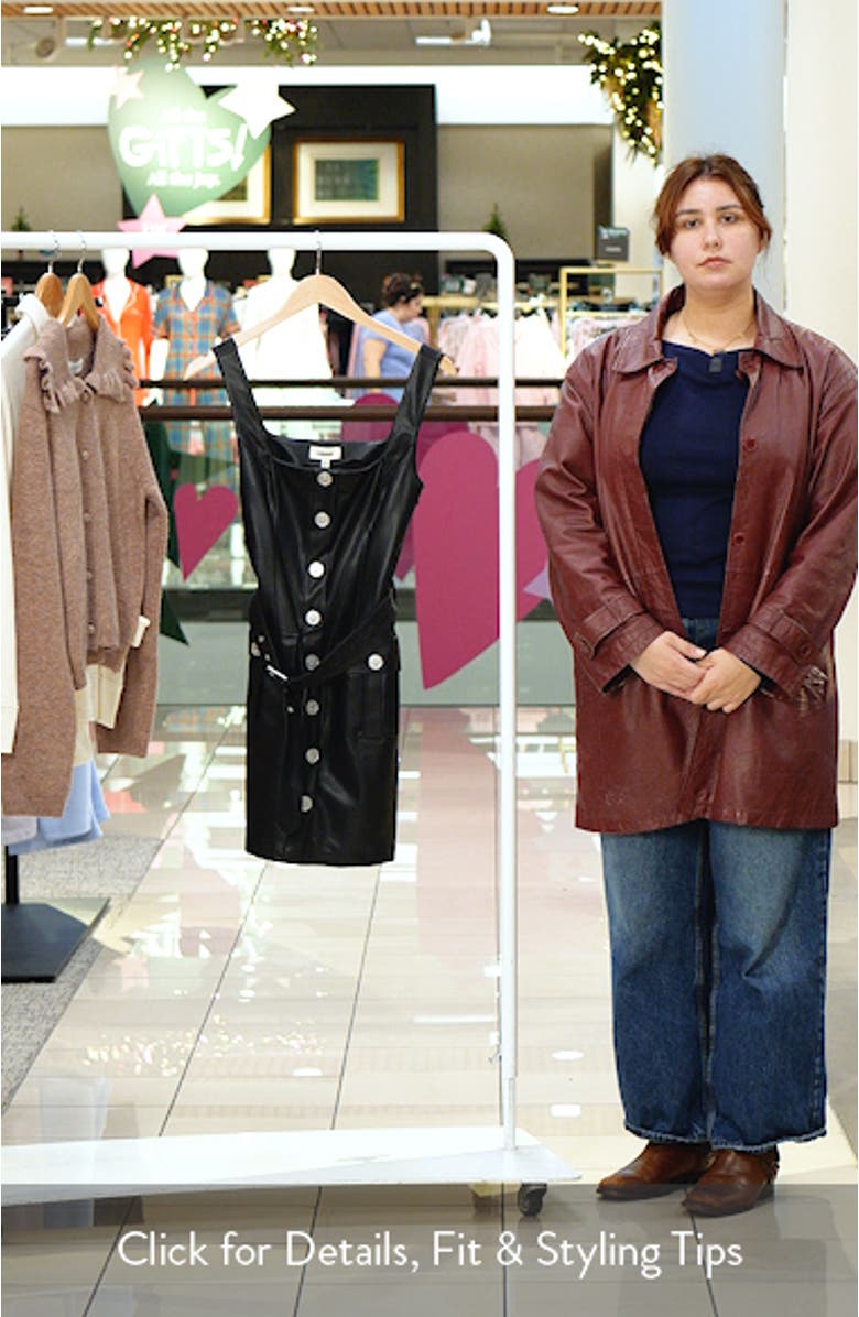 Midy Faux Leather Button Sleeveless Dress, sales video thumbnail