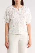 ELIE ELIE TAHARI 3D Floral Appliqué Button-Up Top