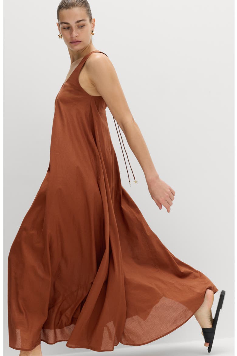 Volume Sleeveless Maxi Dress, Alternate, color, CHESTNUT BROWN