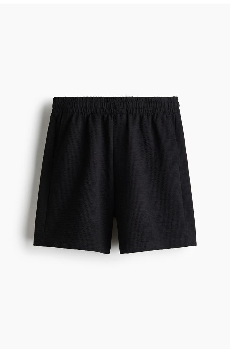 H&M Relaxed Fit Waffled Shorts, Main, color, Black