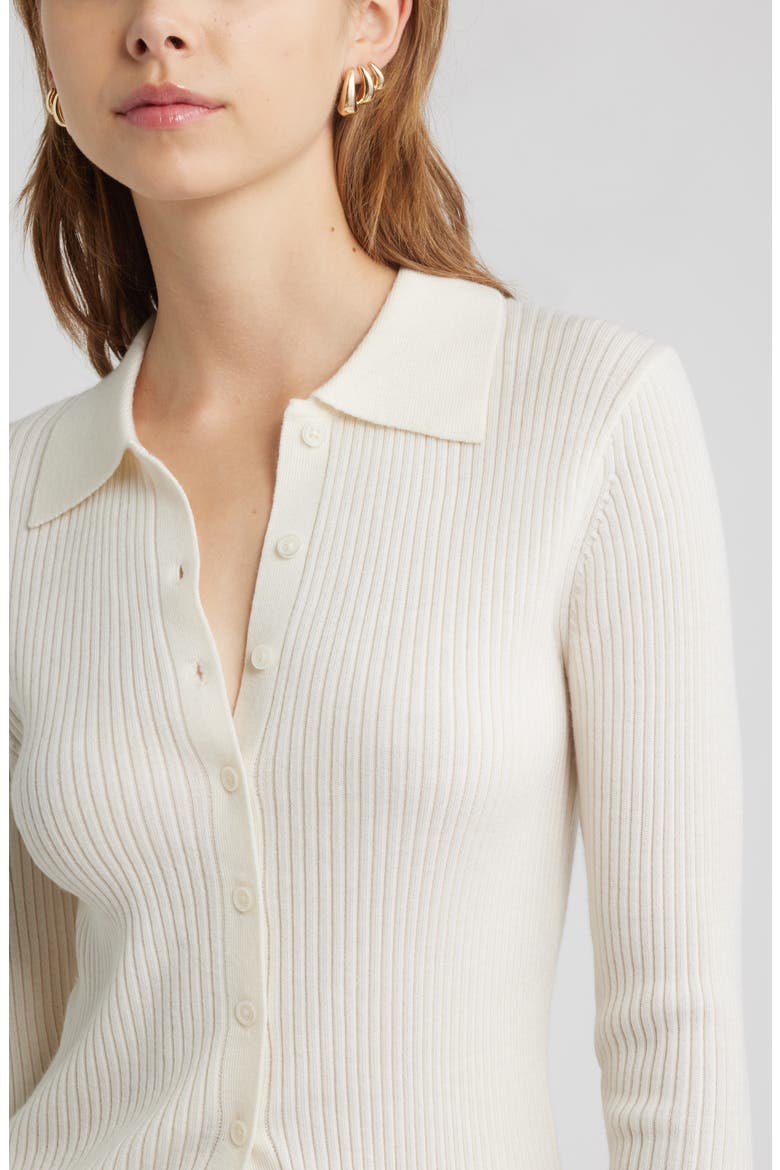 Collared Merino Wool Cardigan, Alternate, color, WHITE WHISPER