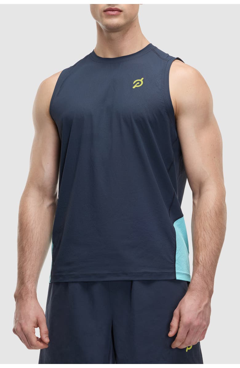 Peloton Grid Jacquard Colorblock Tank, Main, color, Blue Nights