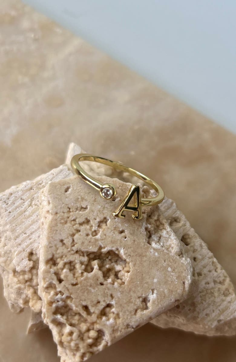 Adornia CZ & Initial Open Band Ring, Alternate, color, Gold-A