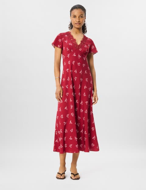 Floral V-Neck Midi Dress