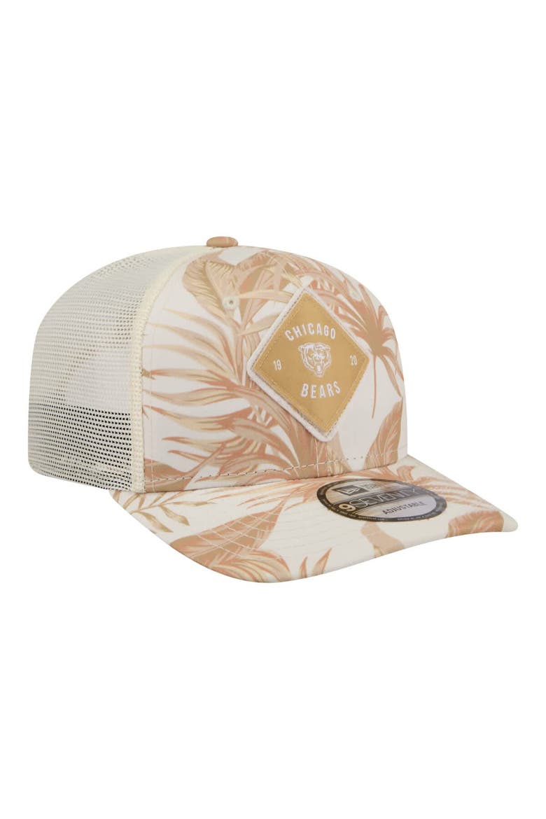 Men's New Era  Tan Chicago Bears Tonal Palm COOLERA 9SEVENTY Adjustable Trucker Hat, Alternate, color, Tan