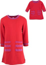 Leveret Girls Sweatshirt Dress with Matching Doll Dress