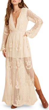WISHLIST Floral Embroidered Long Sleeve Maxi Dress