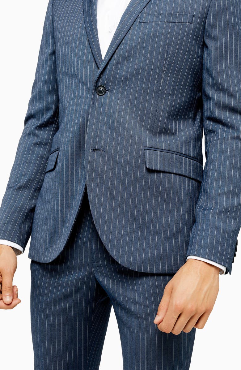 Topman Felix Pinstripe Super Skinny Suit Jacket, Alternate, color,