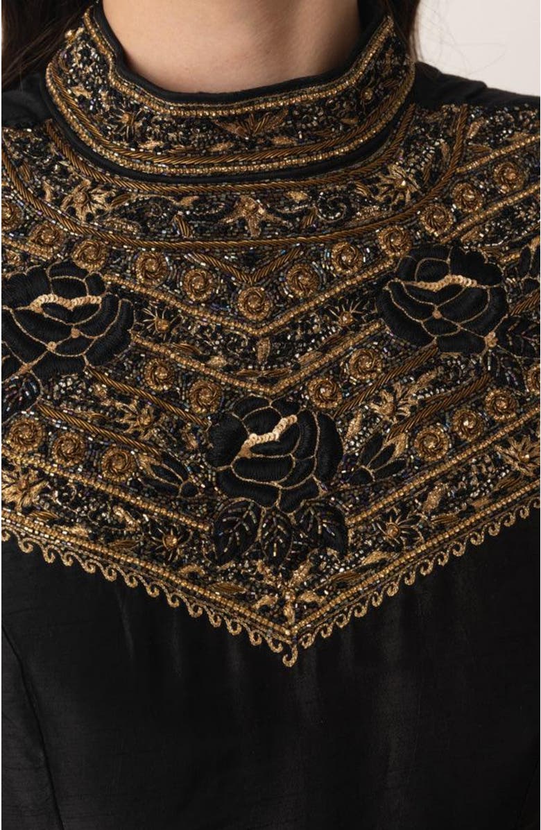 RAAS Zuri Embroidered High Neck Gown, Alternate, color, Black