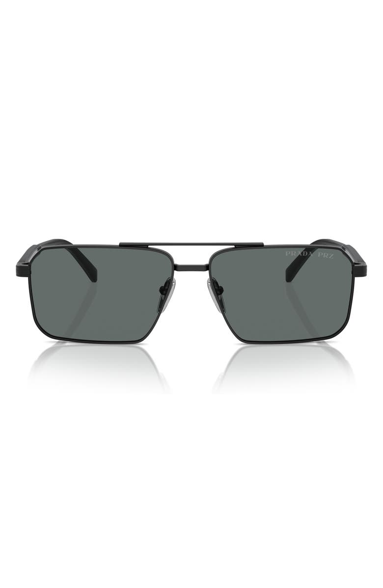 Prada 58mm Polarized Rectangular Sunglasses, Alternate, color,