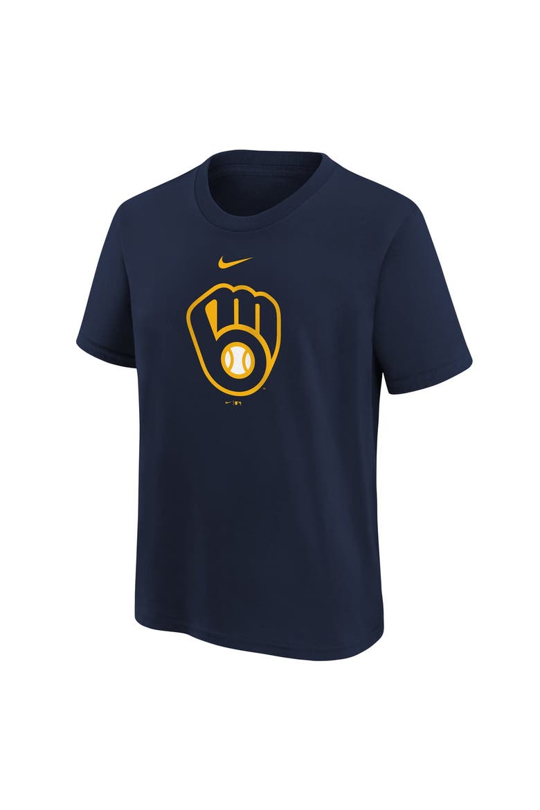Youth Nike  Navy Milwaukee Brewers Large Logo T-Shirt, Alternate, color, Navy