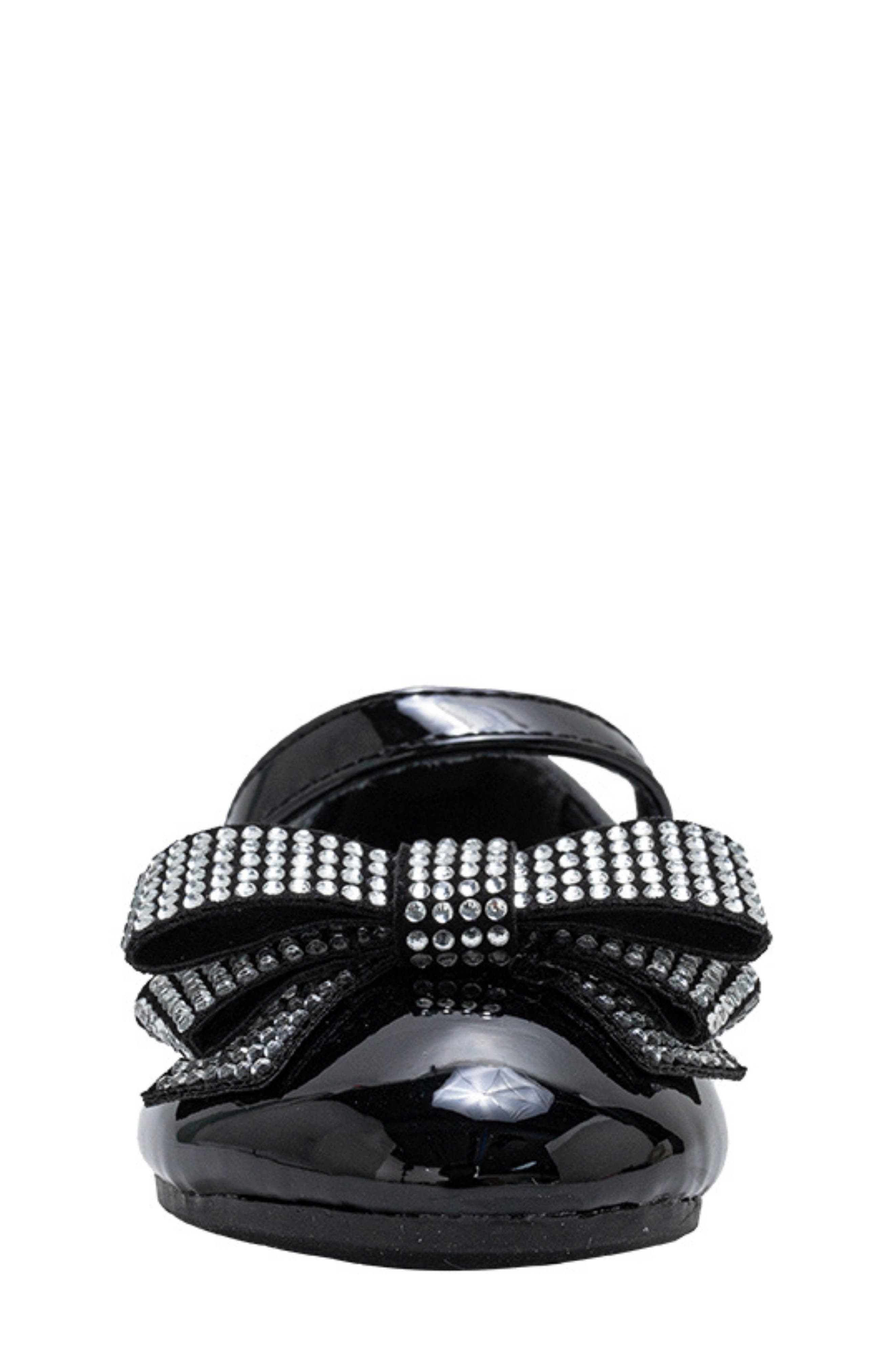 bebe Kids' Embellished Bow Mary Jane Flat, Alternate, color, Black