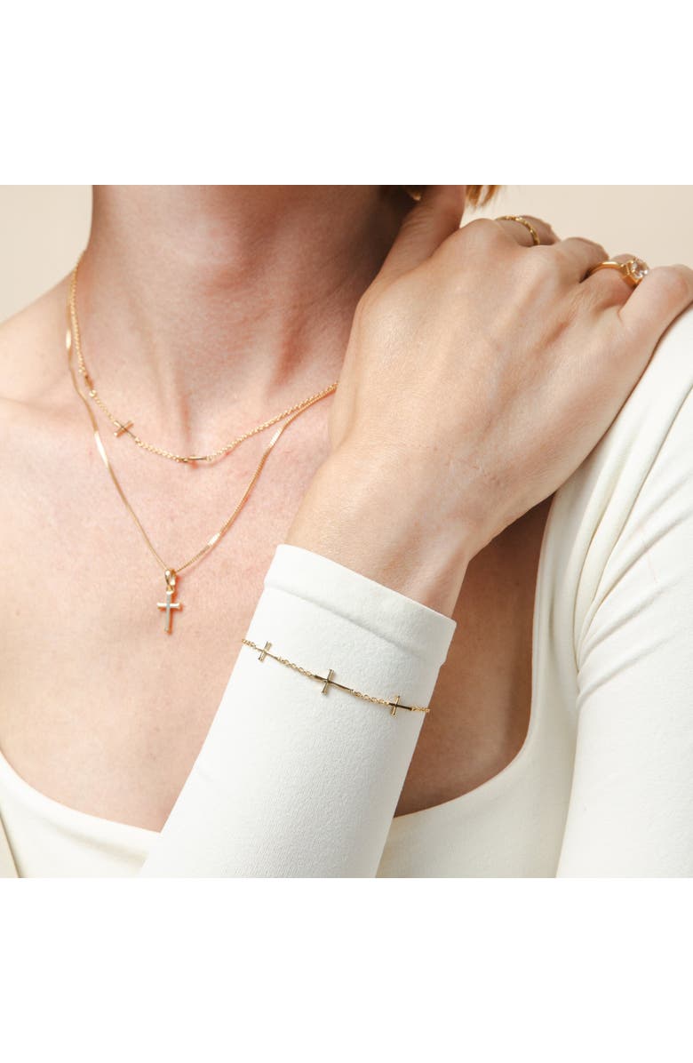 Rizen Jewelry Calvary Cross Bracelet, Alternate, color, 18K Gold Plated