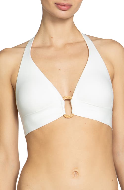 Robin Piccone Margot Ring Halter Bikini Top in White 