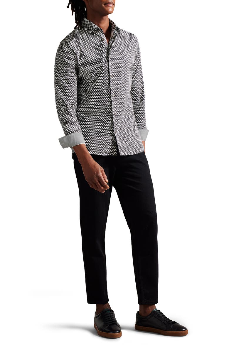 Ted Baker London Laceby Slim Fit Geometric Print Stretch Button-Up Shirt, Alternate, color, 