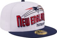 New Era Men's New Era White/Navy New England Patriots Retro Swoop 59FIFTY Fitted Hat