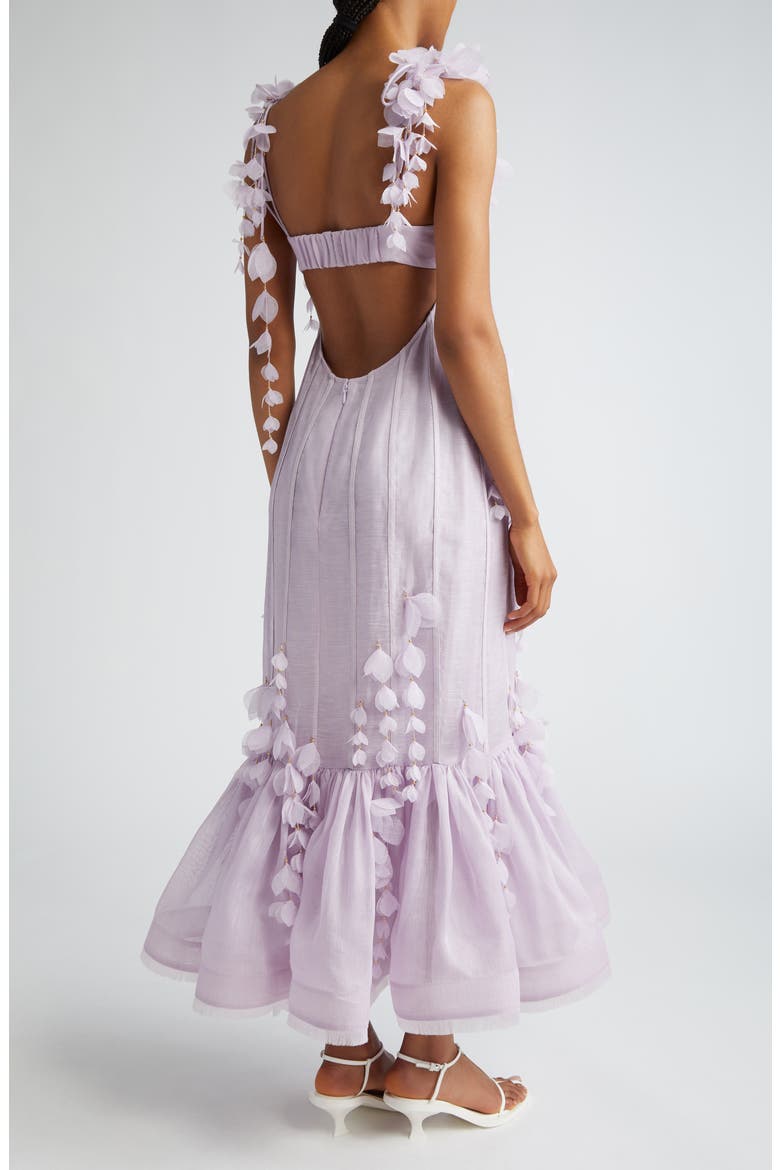 Petals Linen & Silk Corset Gown, Alternate, color, LILAC
