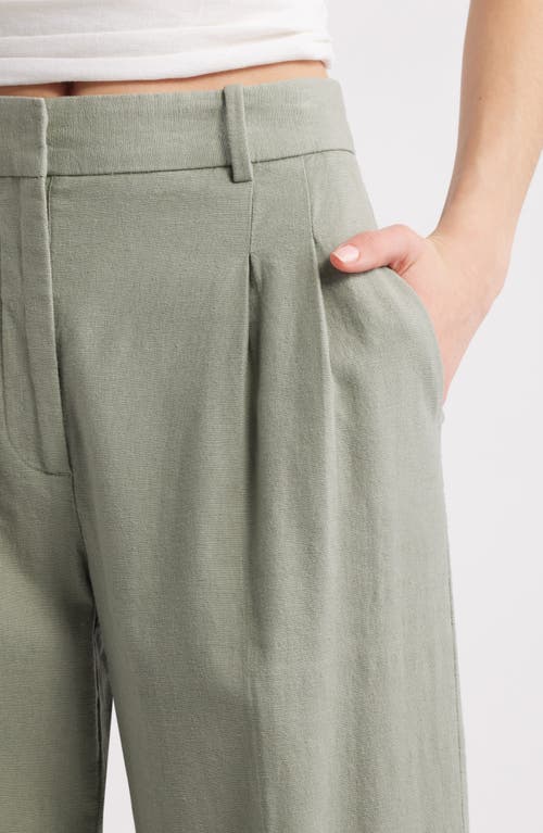 Open Edit Wide Leg Linen Blend Pants In Green Halo