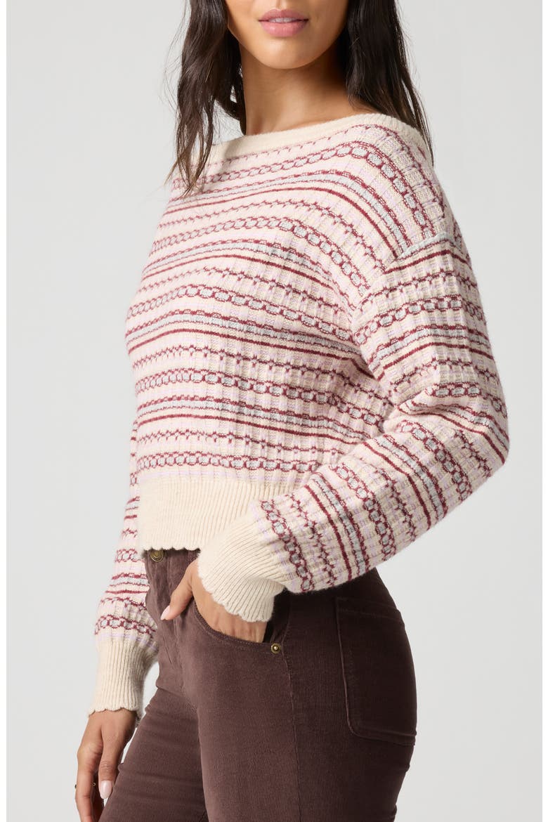 Off the Shoulder Textured Sweater, Alternate, color, BURGUNDY MULTI