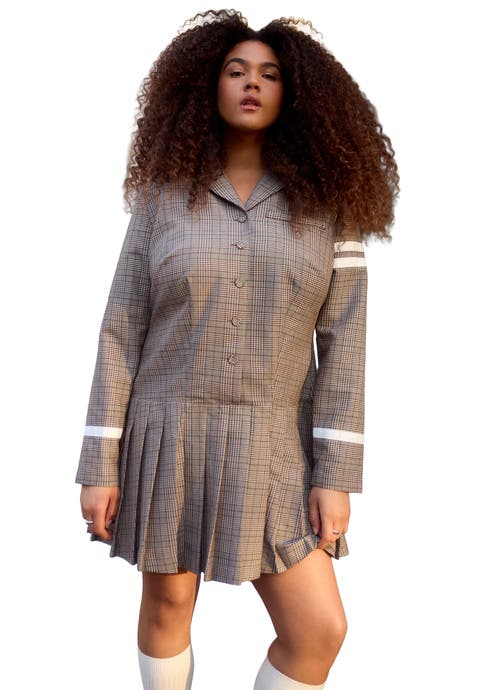 Pleated Plaid Mini Dress (Plus)