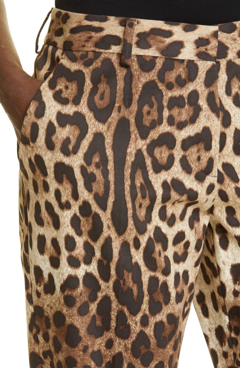Dolce&Gabbana Leopard Print Ankle Pants, Alternate, color, 