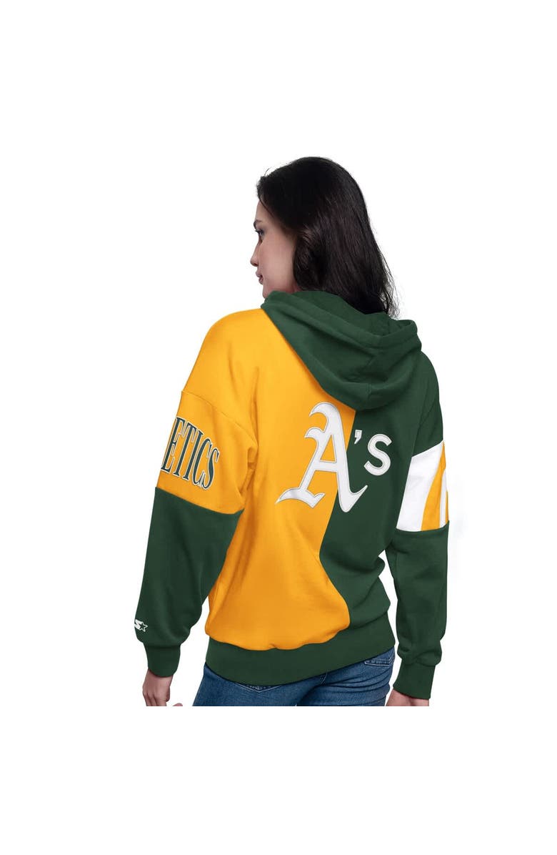 STARTER Women's Starter Green/Gold Athletics Curve Ball Full Zip Hoodie Sweatshirt, Alternate, color, Green