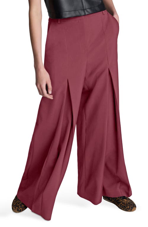 Kenneth Cole Inverted Pleat Wide Leg Pants In Burgundy