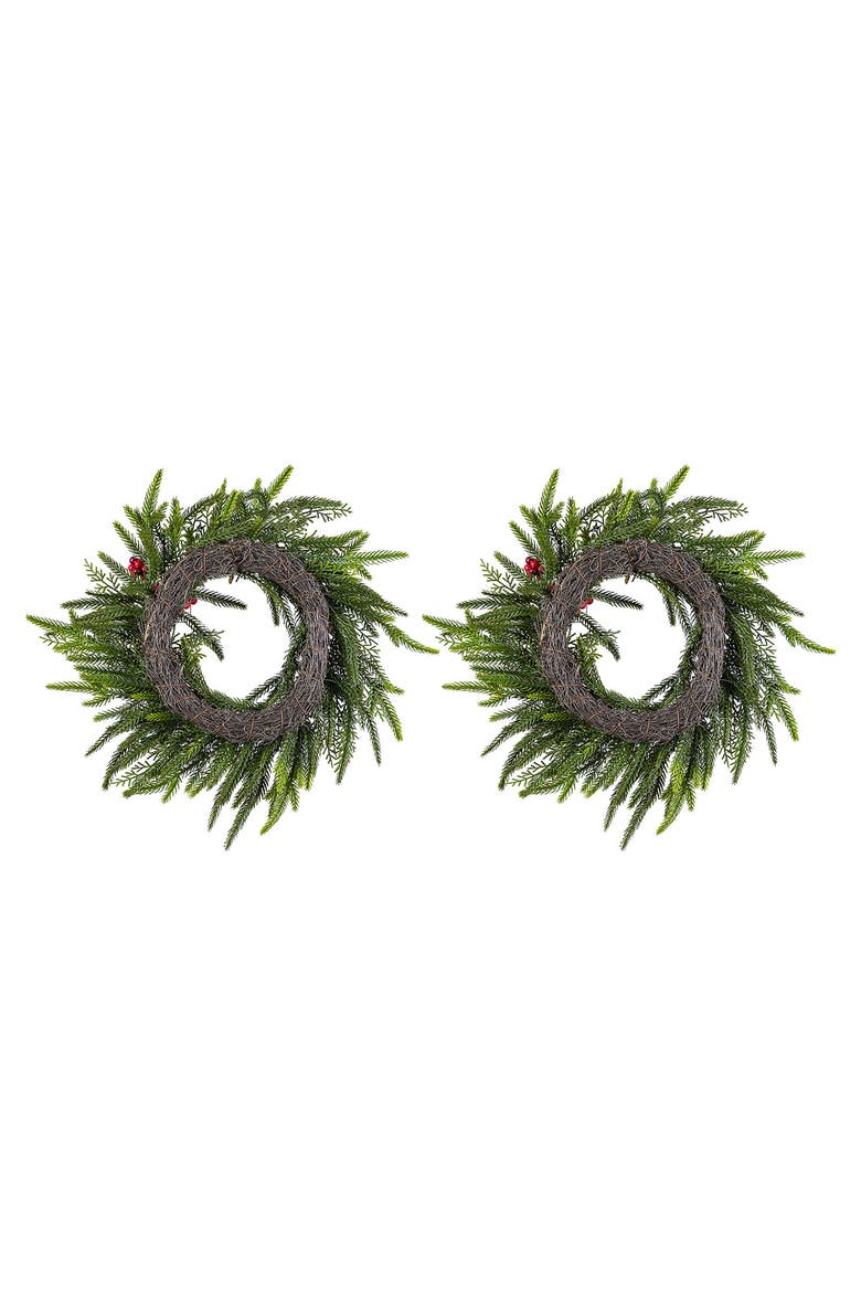 Set of 2 14"D Christmas Mini Dripping Wreath, Alternate, color, Green