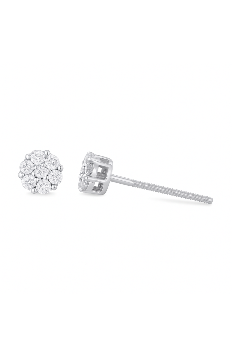 LuvMyJewelry Meadow 0.15 Ct TW Lab Grown Diamond Cluster Studs 14K Gold Earrings, Main, color, 14K White Gold