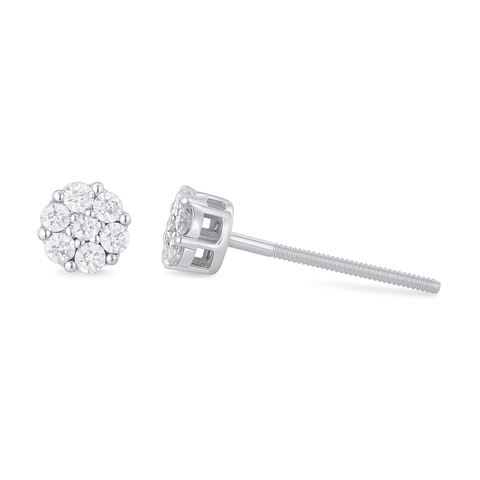 Meadow 0.15 Ct TW Lab Grown Diamond Cluster Studs 14K Gold Earrings