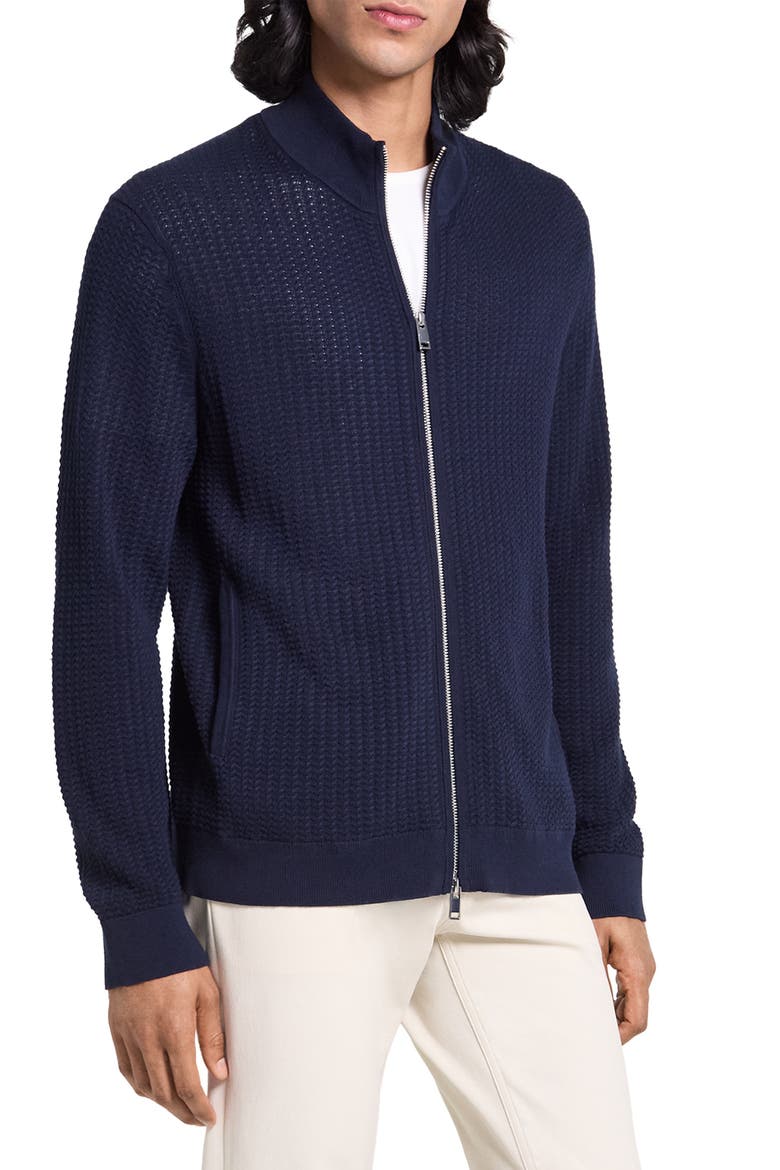 Walton Full Zip Cotton Cardigan, Alternate, color, BALTIC - XHX