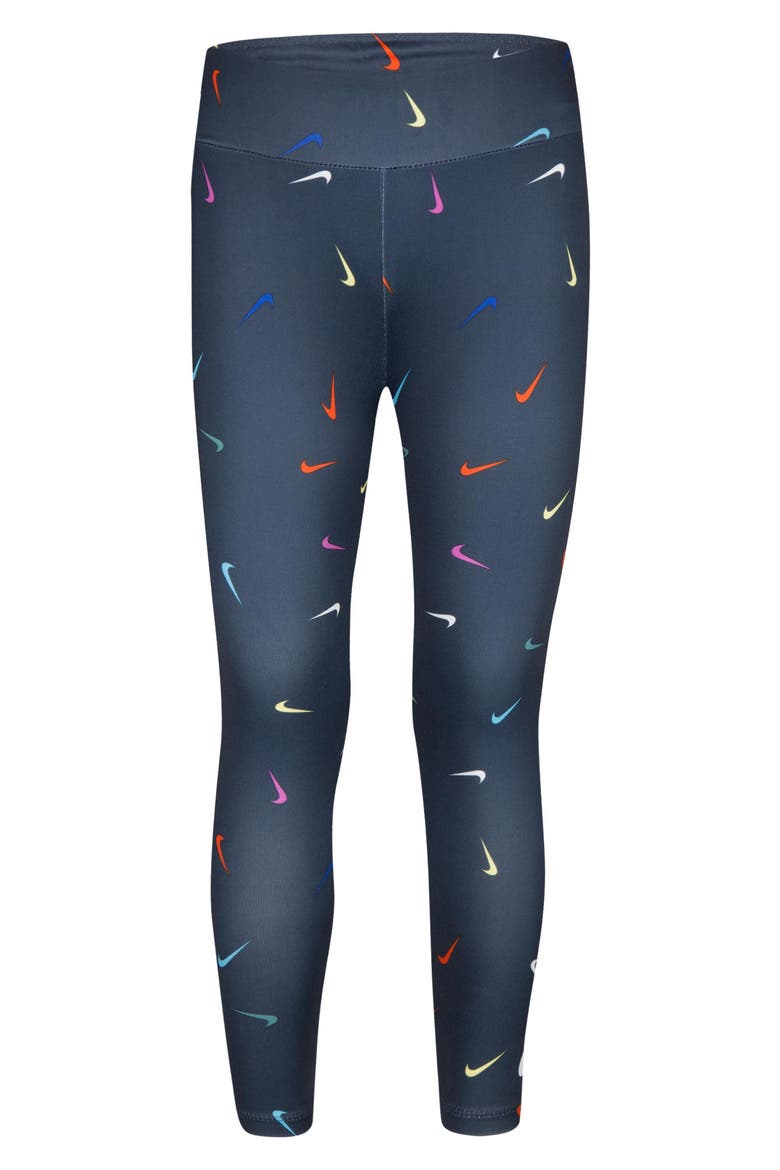 Kids' Swoosh Leggings, Main, color, OBSIDIAN