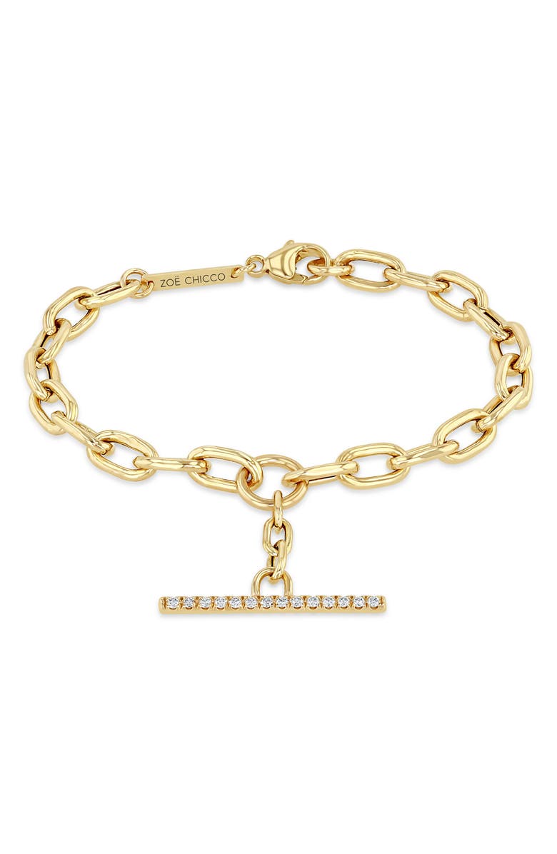 Zoë Chicco Extra Large Square Oval Link Chain Pavé Diamond Toggle Bracelet, Main, color, 