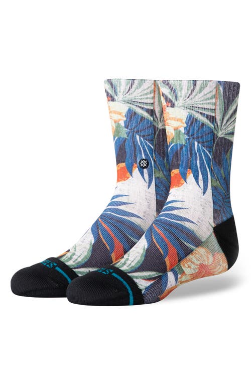 Stance Kids' Tiki Tides Floral Crew Socks In Black Multi