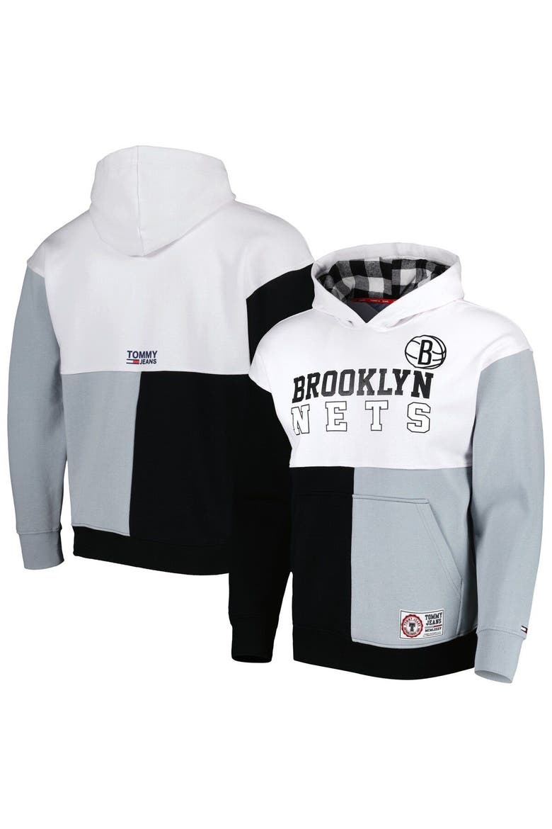 Men's Tommy Jeans White/Black Brooklyn Nets Andrew Split Pullover Hoodie, Main, color, White