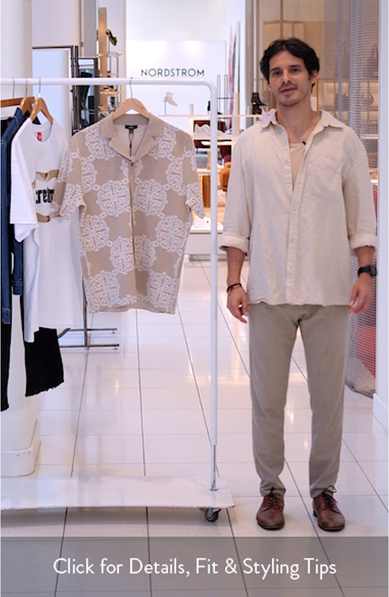 Gabriel Jacquard Cotton Blend Knit Camp Shirt, sales video thumbnail