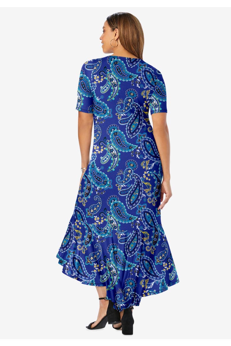 Stretch Knit Flounce Hem Maxi Dress, Alternate, color, PINK DREAMY FLORAL