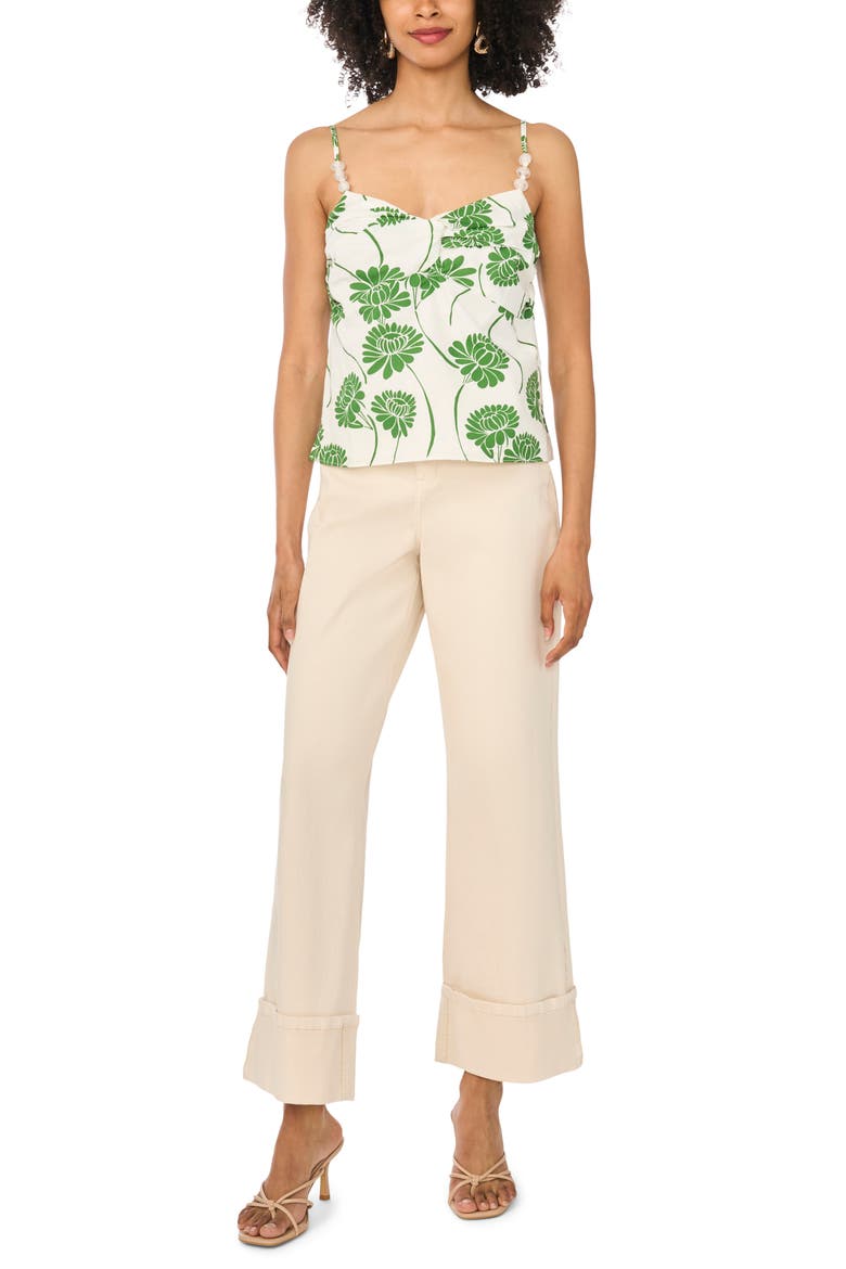 Floral Double Strap Knit Cami, Alternate, color, MOSS