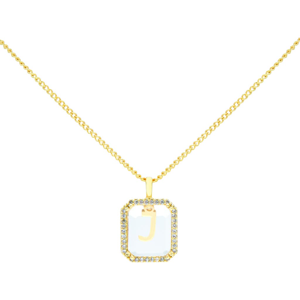 La Meno Crystal Letter Square Pendant Necklace