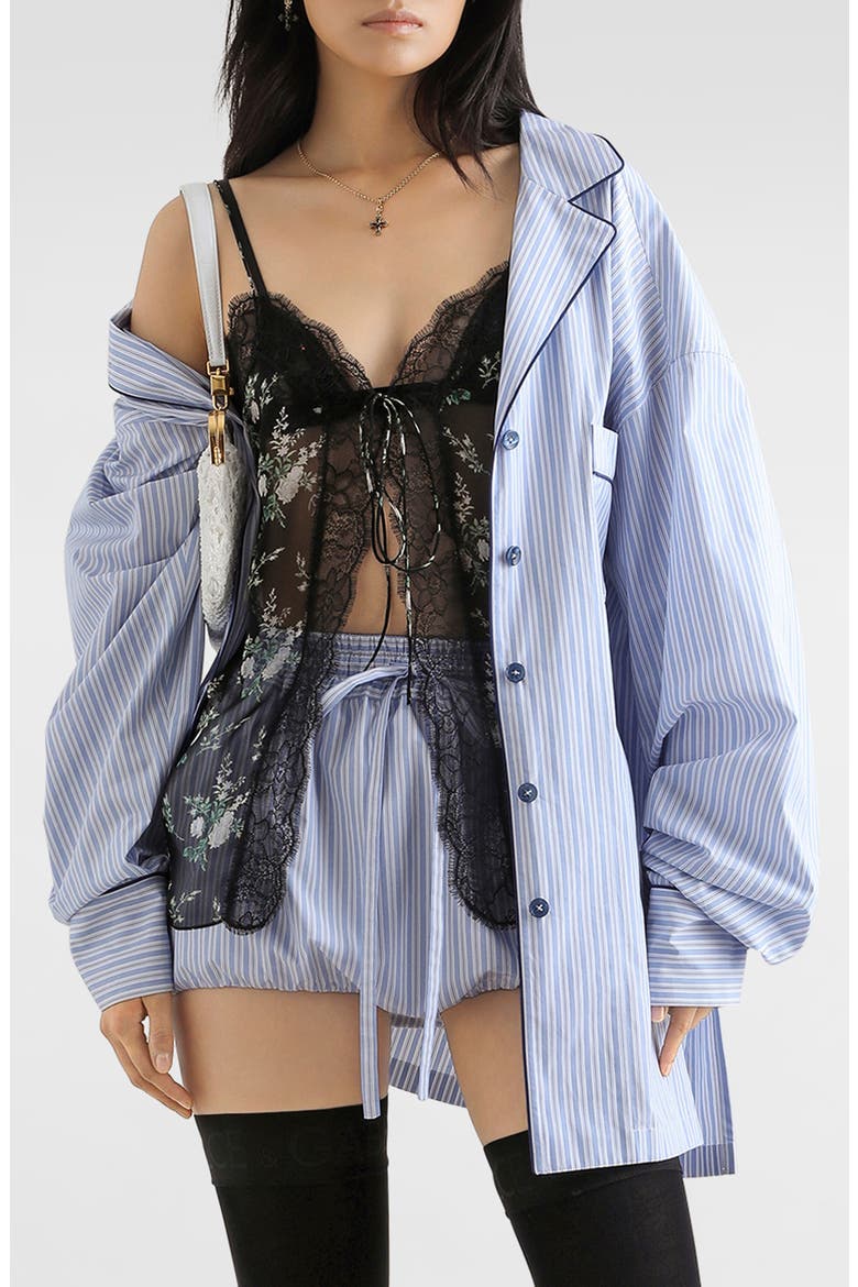 Vanity Stripe Oversize Cotton & Silk Poplin Shirt, Main, color, S8051 STRIPED