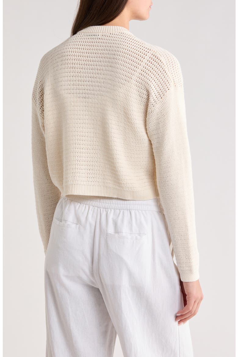 Anacapa Open Stitch Cotton Cardigan, Alternate, color, ANTIQUE WHITE