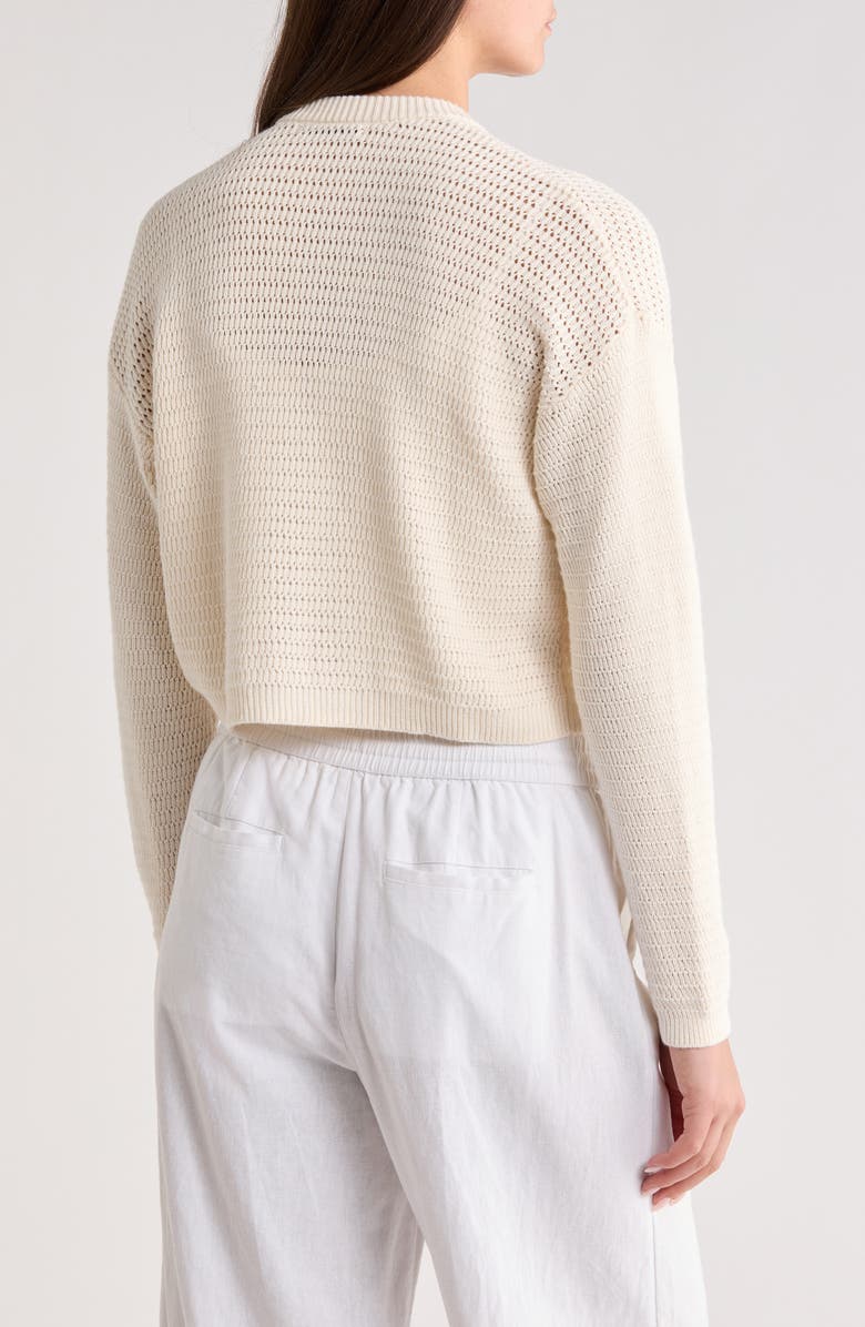 Marine Layer Anacapa Open Stitch Cotton Cardigan, Alternate, color, Antique White