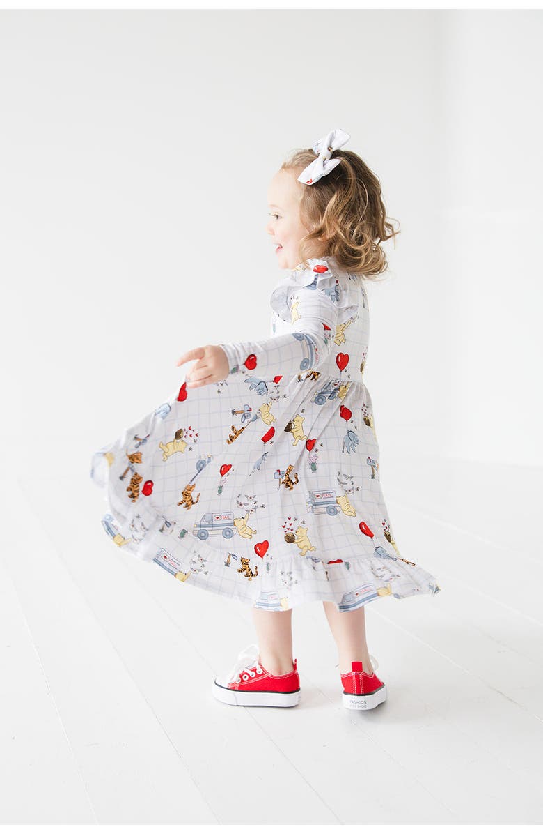 Charlie Lou Baby<sup>®</sup> Little Girl's Valentine's Day Winnie the Pooh Hundred Acre Love Letters Twirl Ruffle Dress, Alternate, color,