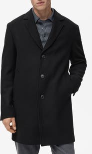 MANGO Wool Blend Single Breasted Coat
