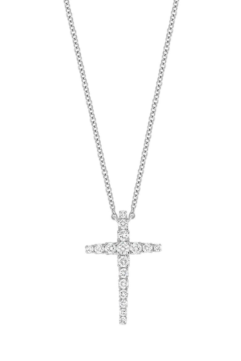 Audrey Diamond Cross Pendant Necklace (Nordstrom Exclusive), Main, color, 18K WHITE GOLD