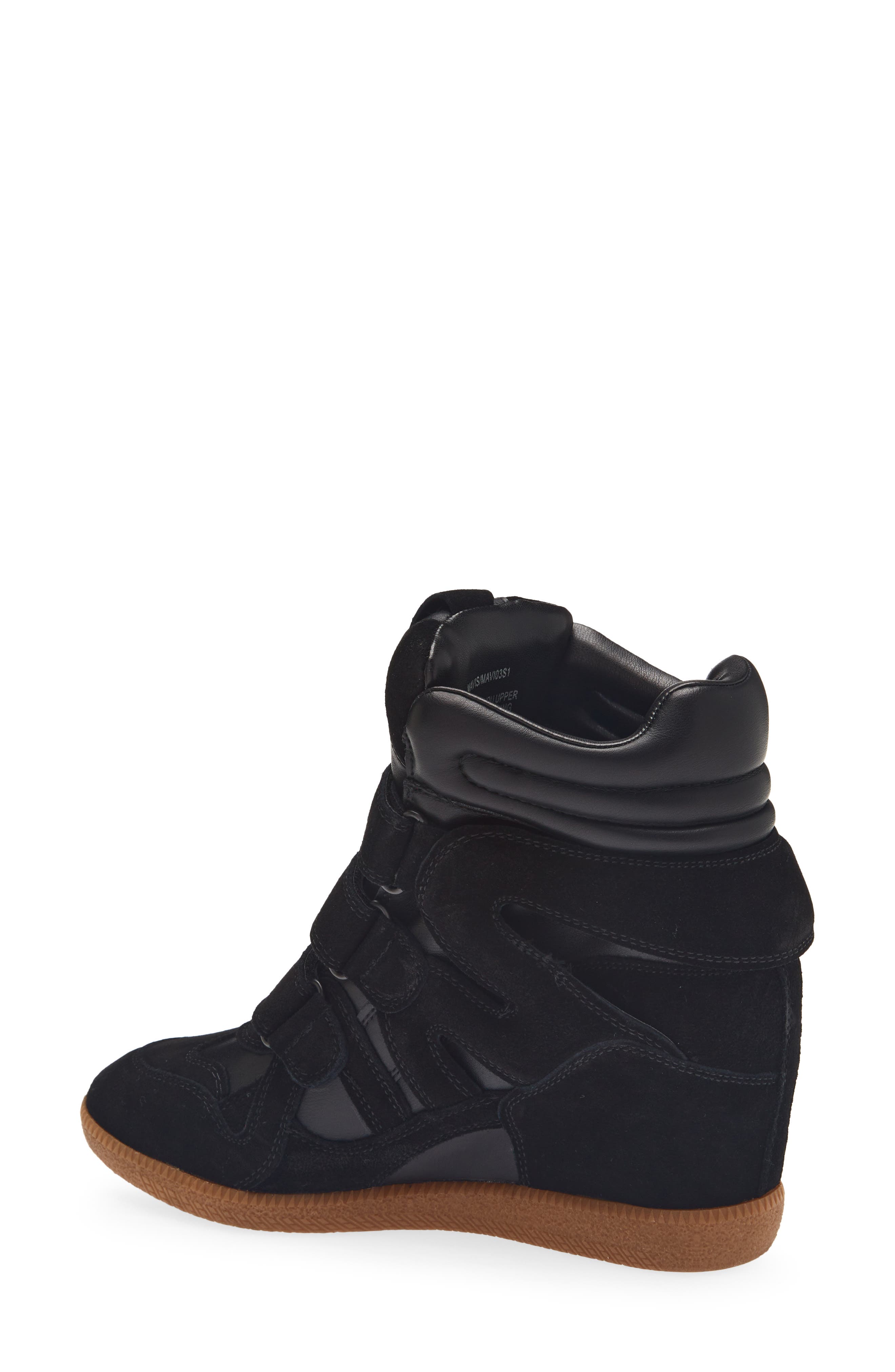 Steve Madden Mavis Wedge High Top Sneaker, Alternate, color, Black Suede