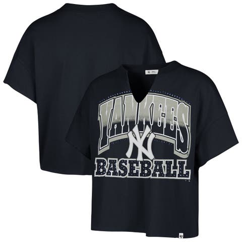 Women's '47 Navy New York Yankees Plus Size Win Big Oversized Notch-Neck T-Shirt