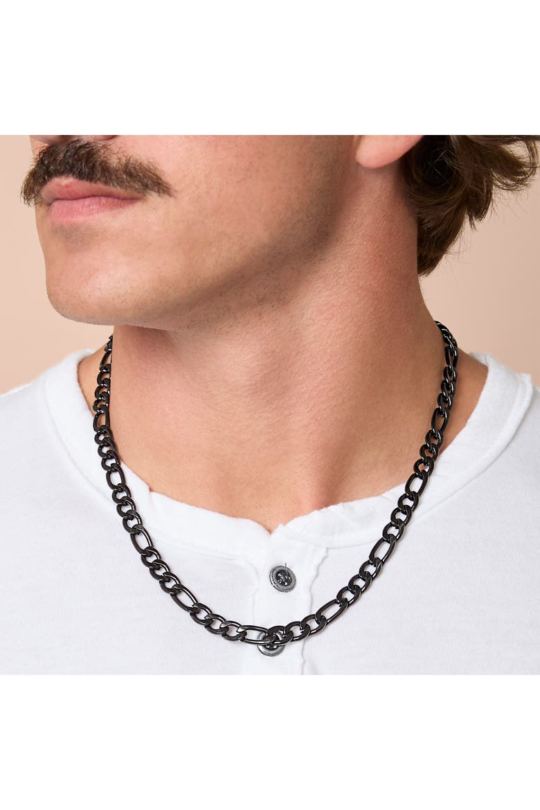 Figaro Chain Necklace, Alternate, color, Black
