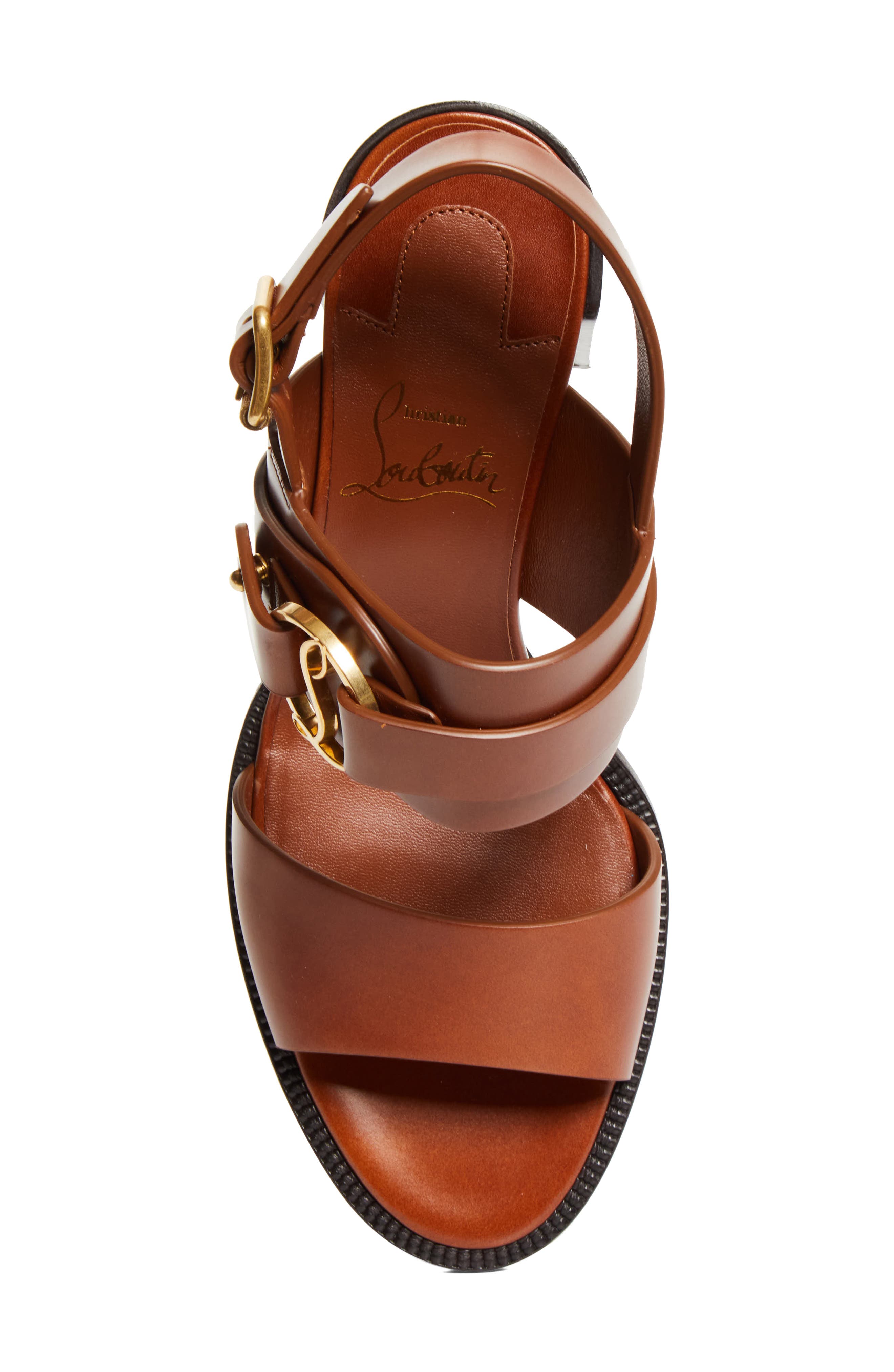 Christian Louboutin In Roma Block Heel Sandal, Alternate, color, Dark Carmine/Brown