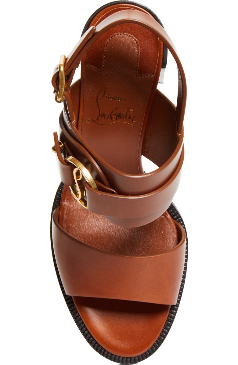 Christian Louboutin In Roma Block Heel Sandal, Alternate, color, Dark Carmine/Brown